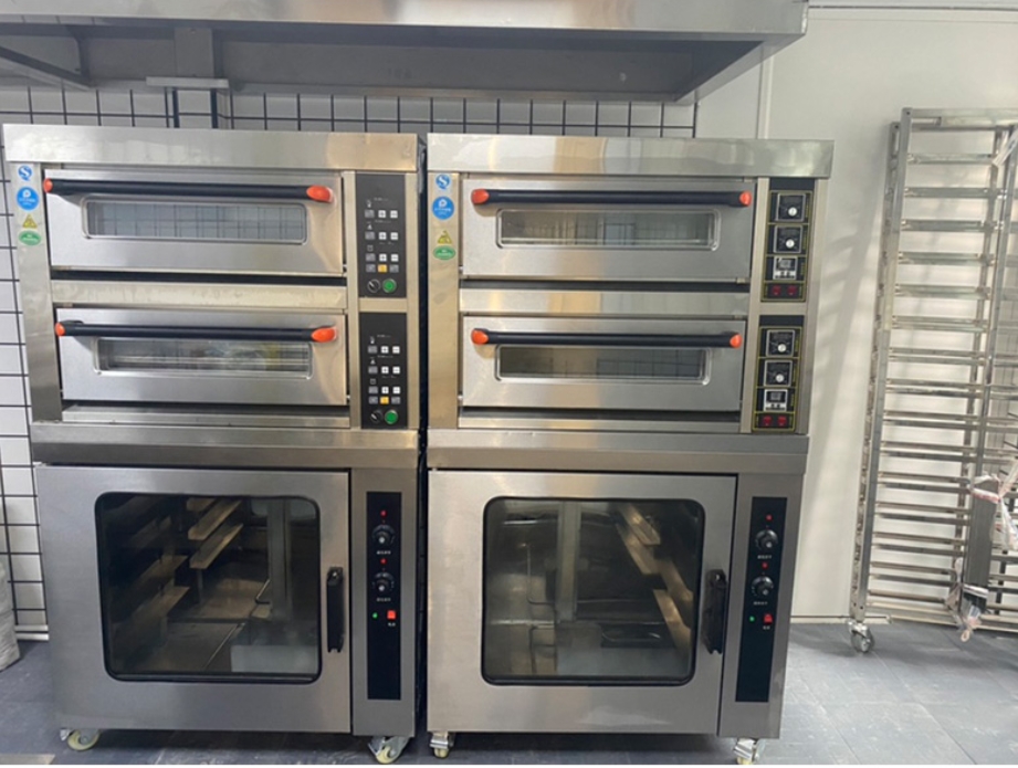 Electric / Gas 2 deck 2 trays bakery oven with bread proofer proofing oven temperature,proofing pizza bread dough in oven