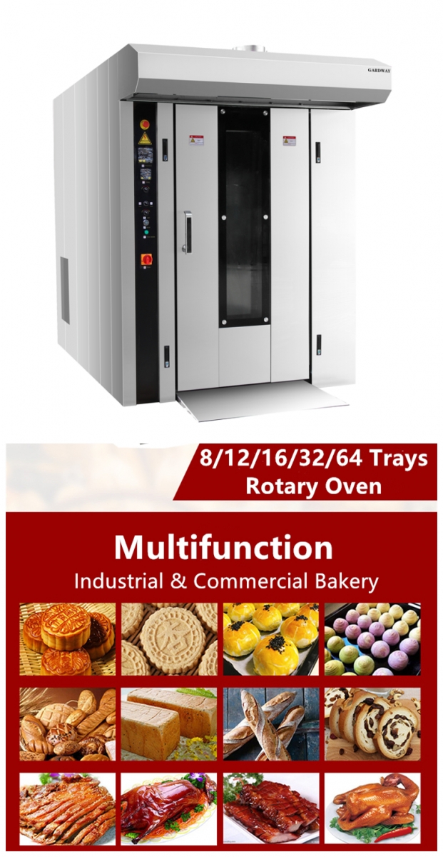 Revolving 16 trays gas diesel electric rotary oven price baking bread cake pizza bakery metal single rack oven